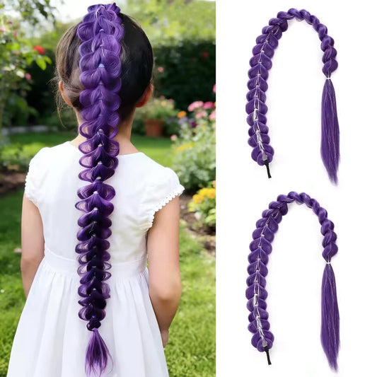 32-Inch Purple Braided Ponytail Extension for Girls