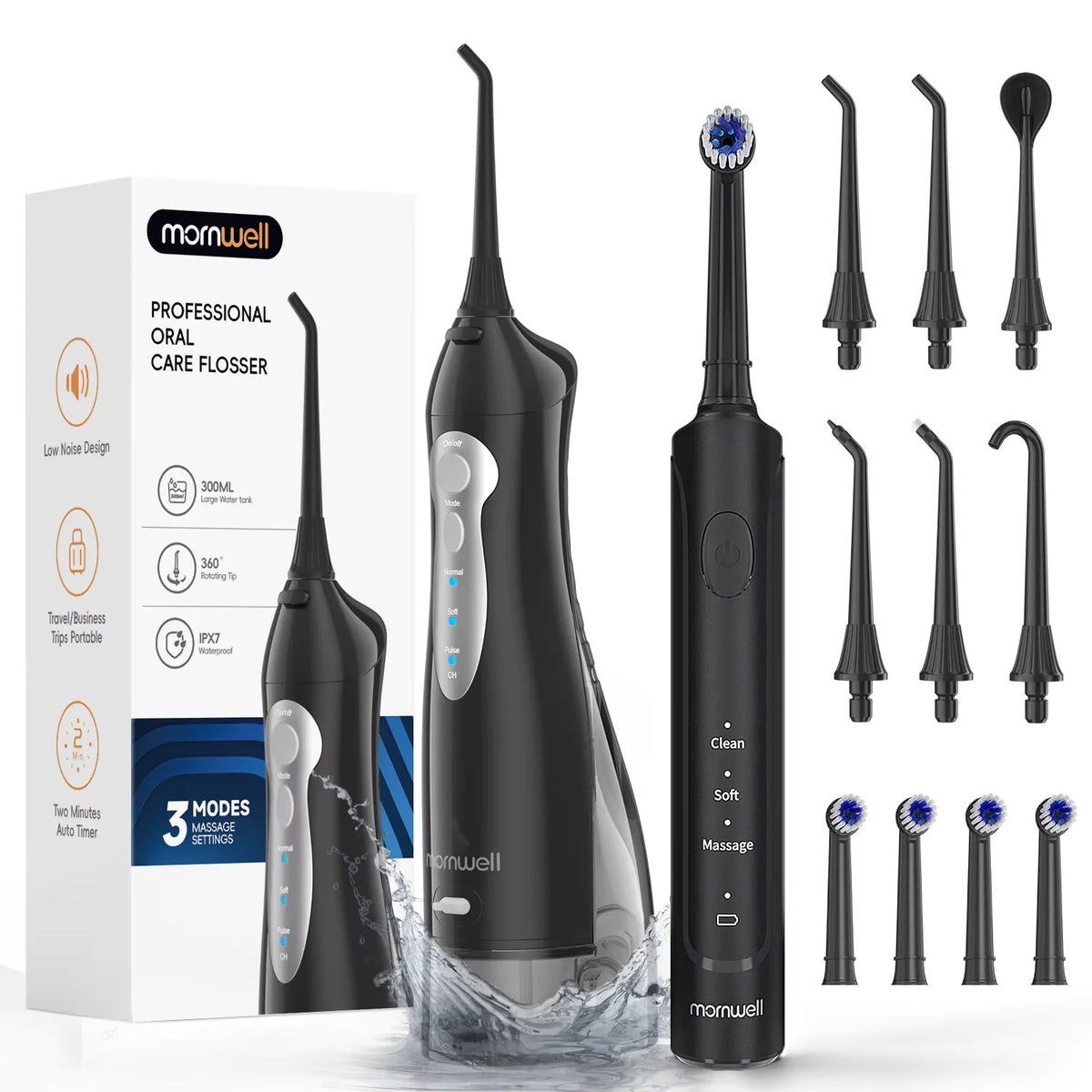 Portable Electric Water Flosser and Rechargeable Toothbrush Set