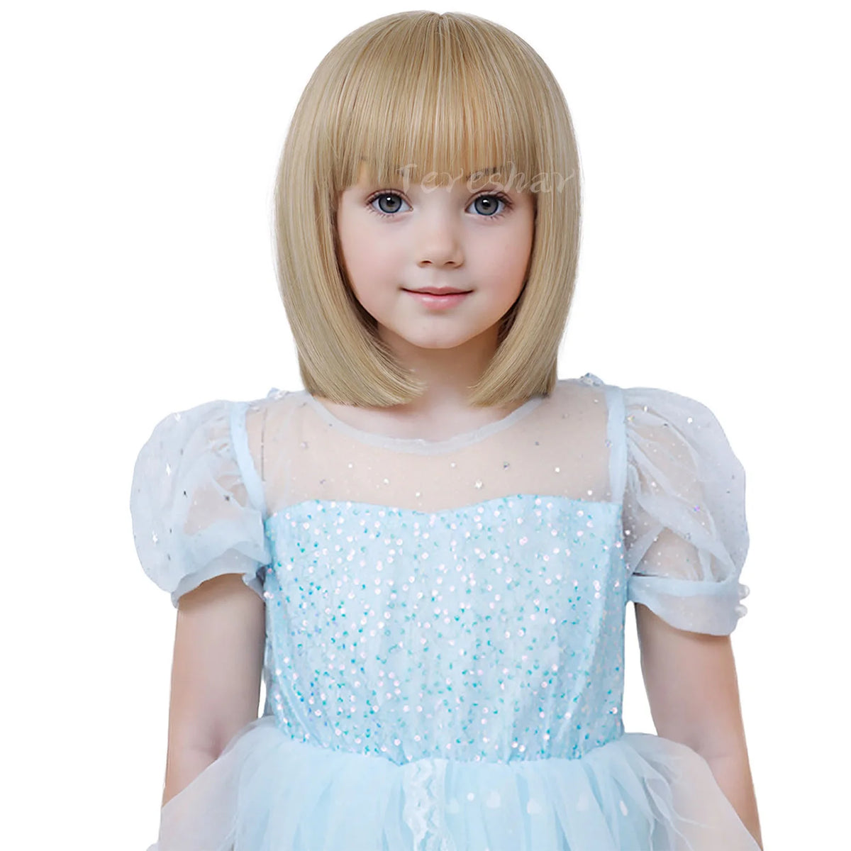 Short Straight Bob Wig with Bangs for Girls Kids Cosplay and Parties