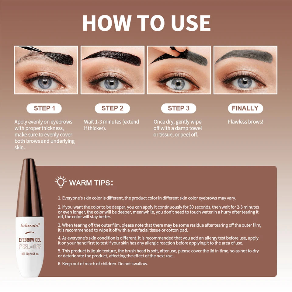 Waterproof Peel-Off Eyebrow Tint Gel for Long-Lasting Natural Brows - 16