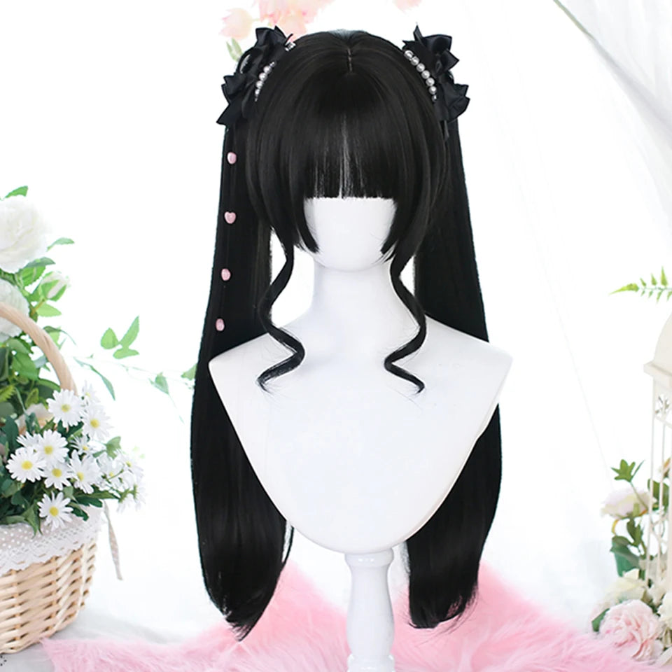 Long Wavy Lolita Ponytail Cosplay Wig with Bangs