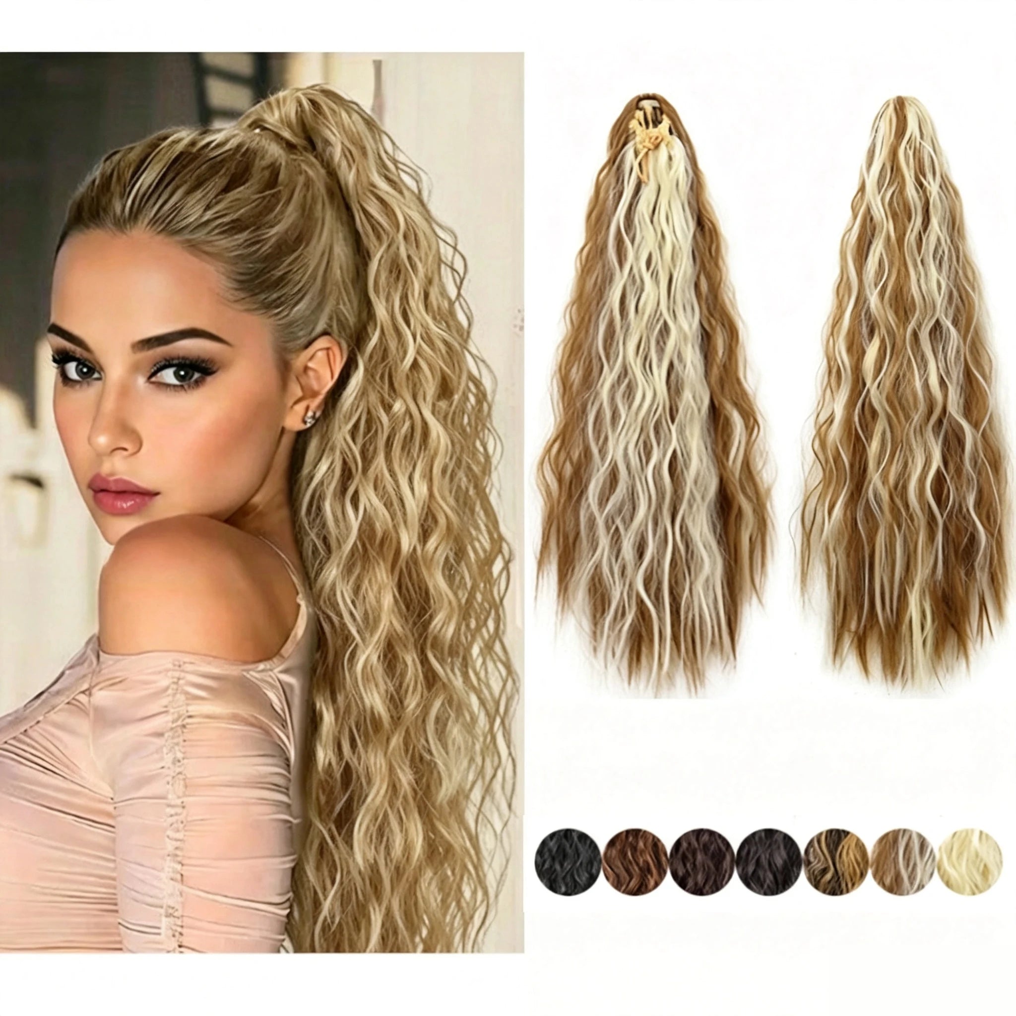 22-Inch Curly Drawstring Ponytail Hair Extension - 1