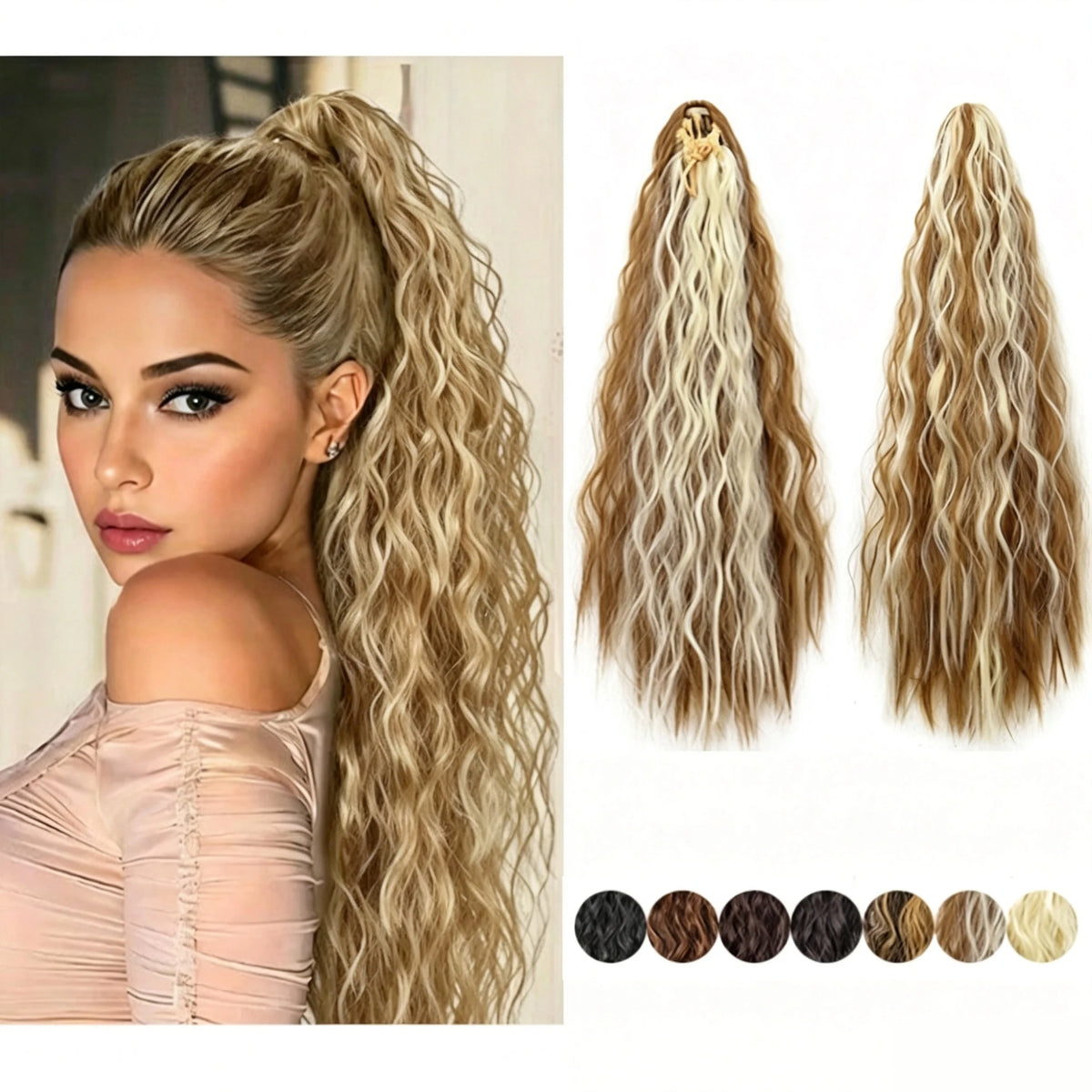 22-Inch Curly Drawstring Ponytail Hair Extension