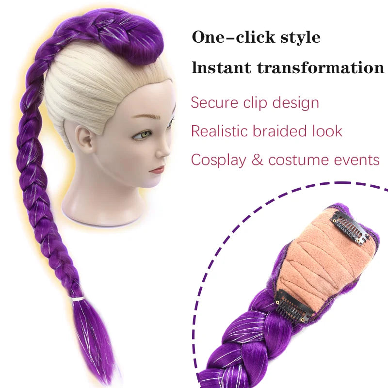 26-Inch Clip-In Braided Ponytail for Cosplay and Parties