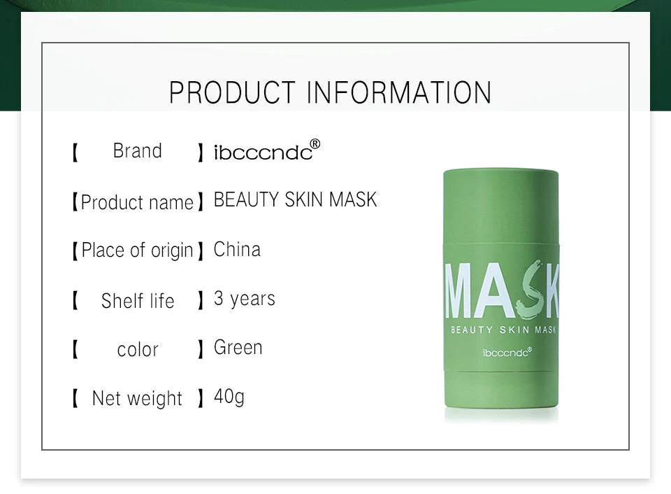 Green Tea Deep Cleansing Clay Face Mask Stick for Blackhead Removal