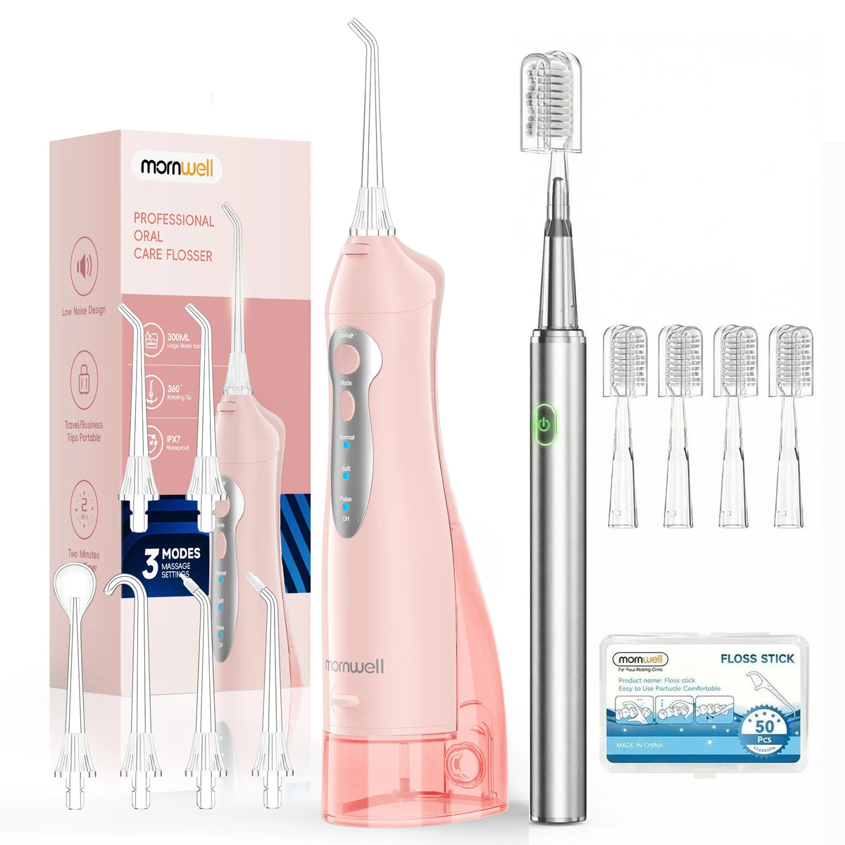 Portable Electric Water Flosser and Toothbrush Oral Care Cleaning Set