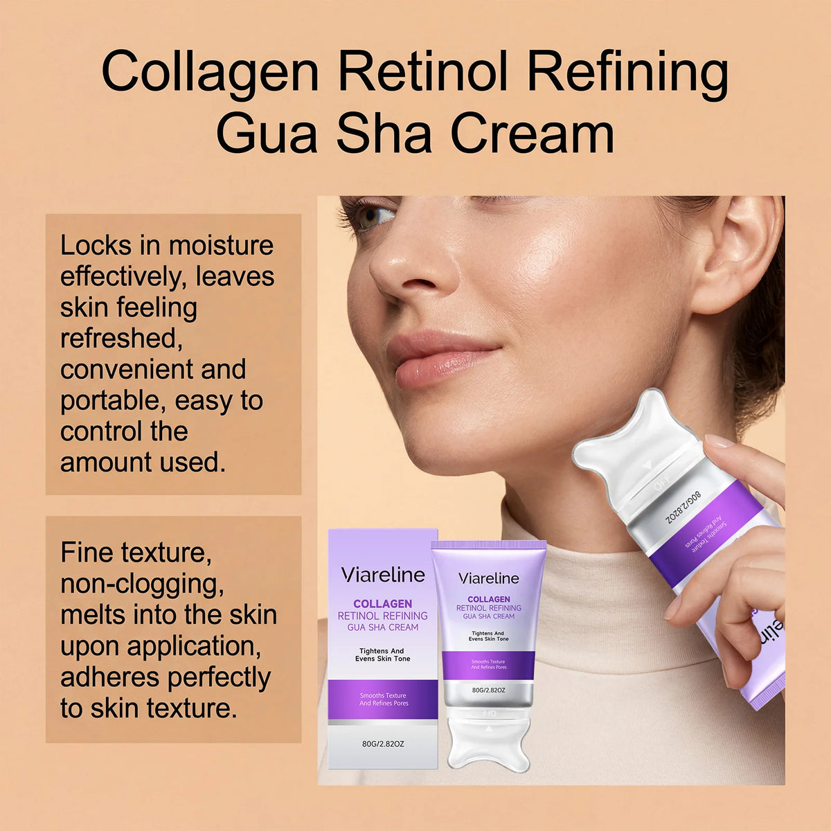 Collagen Retinol Sculpting Gua Sha Cream for Face Lifting and Tightening