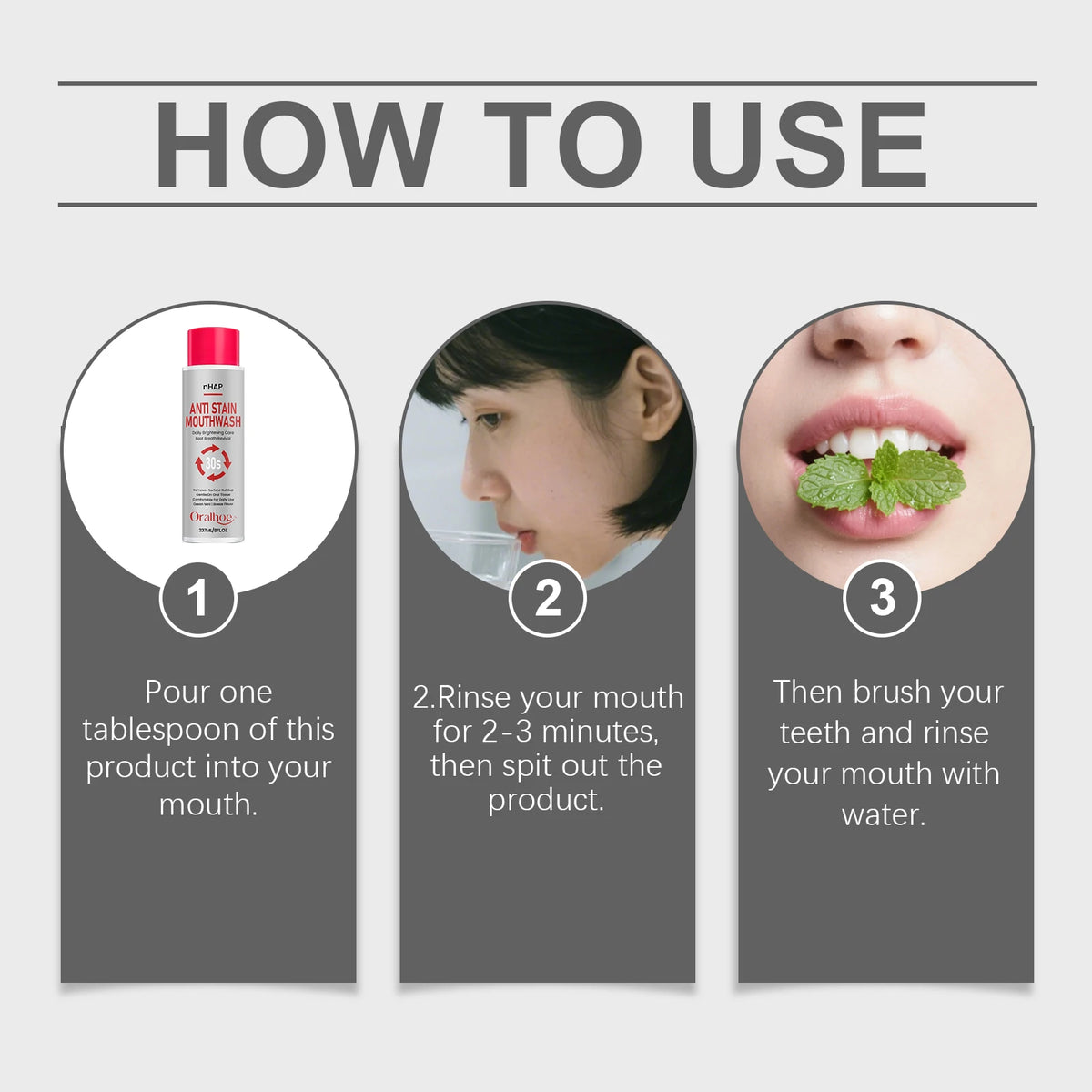 Anti-Stain Whitening Mouthwash for Fresh Breath and Plaque Removal
