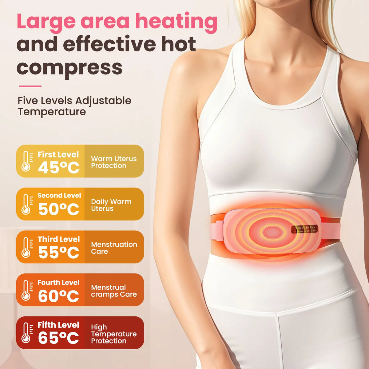 Portable Cordless Heating Pad with Vibration Massage for Period Cramps