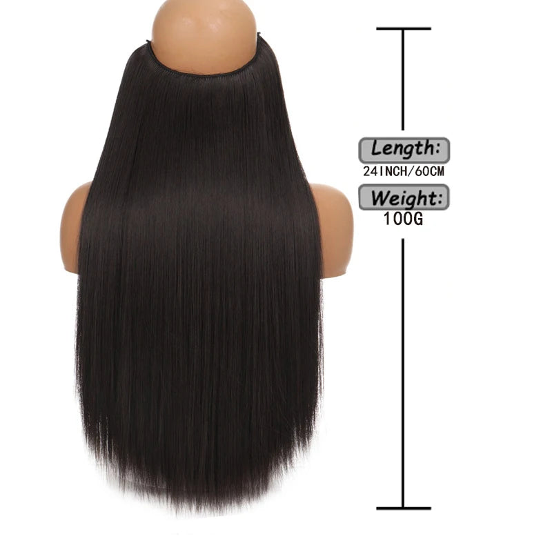 24 Inch Invisible Wire Halo Hair Extension for Instant Length - 3