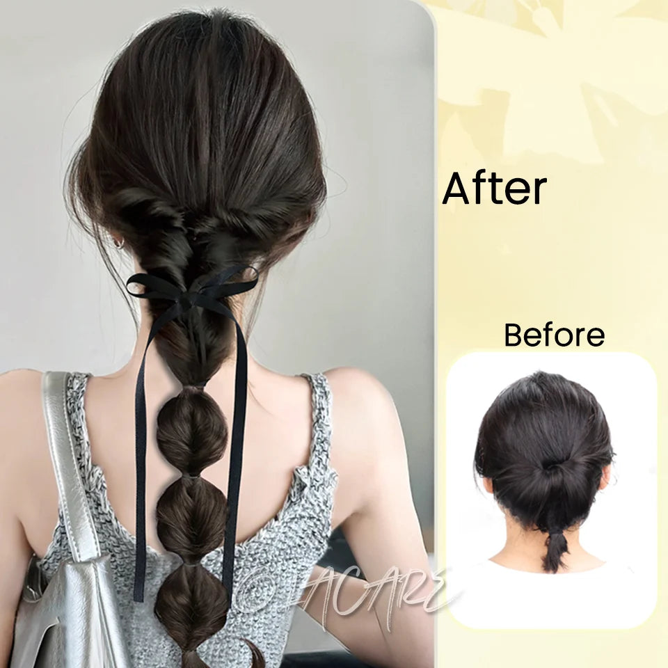 Long Clip-In Bubble Braid Ponytail Hair Extension for Daily Styling