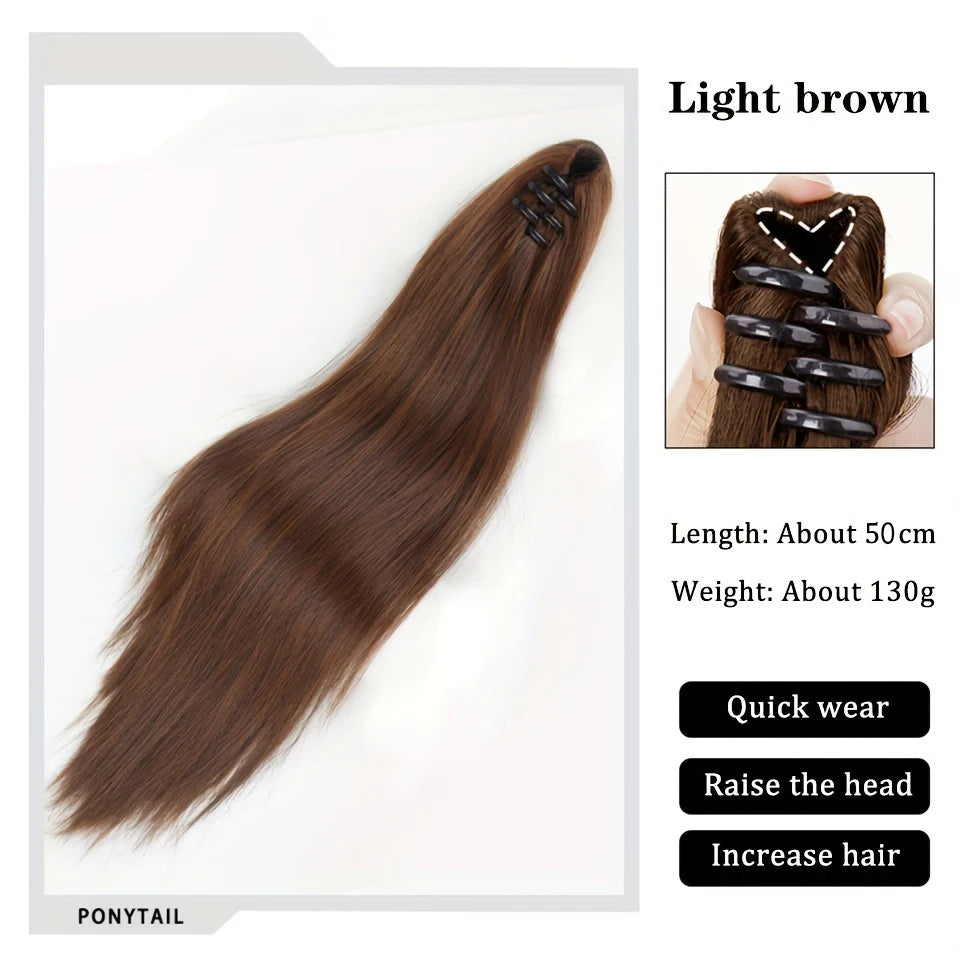 Long Straight Claw Clip Ponytail Extension for Instant Voluminous Hair - 11