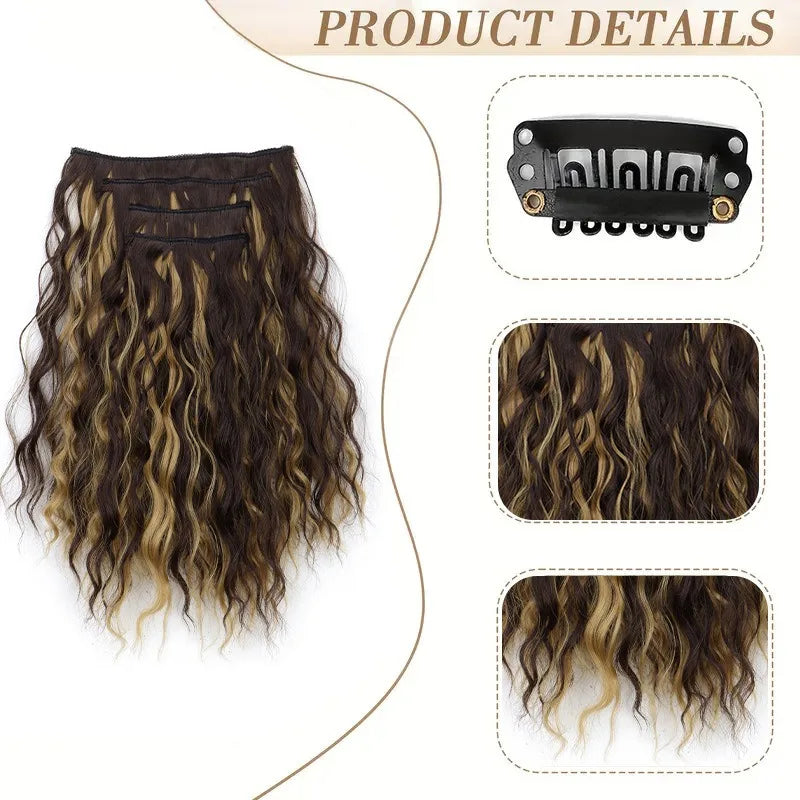 12-Inch Wavy Curly Clip-In Hair Extensions Set
