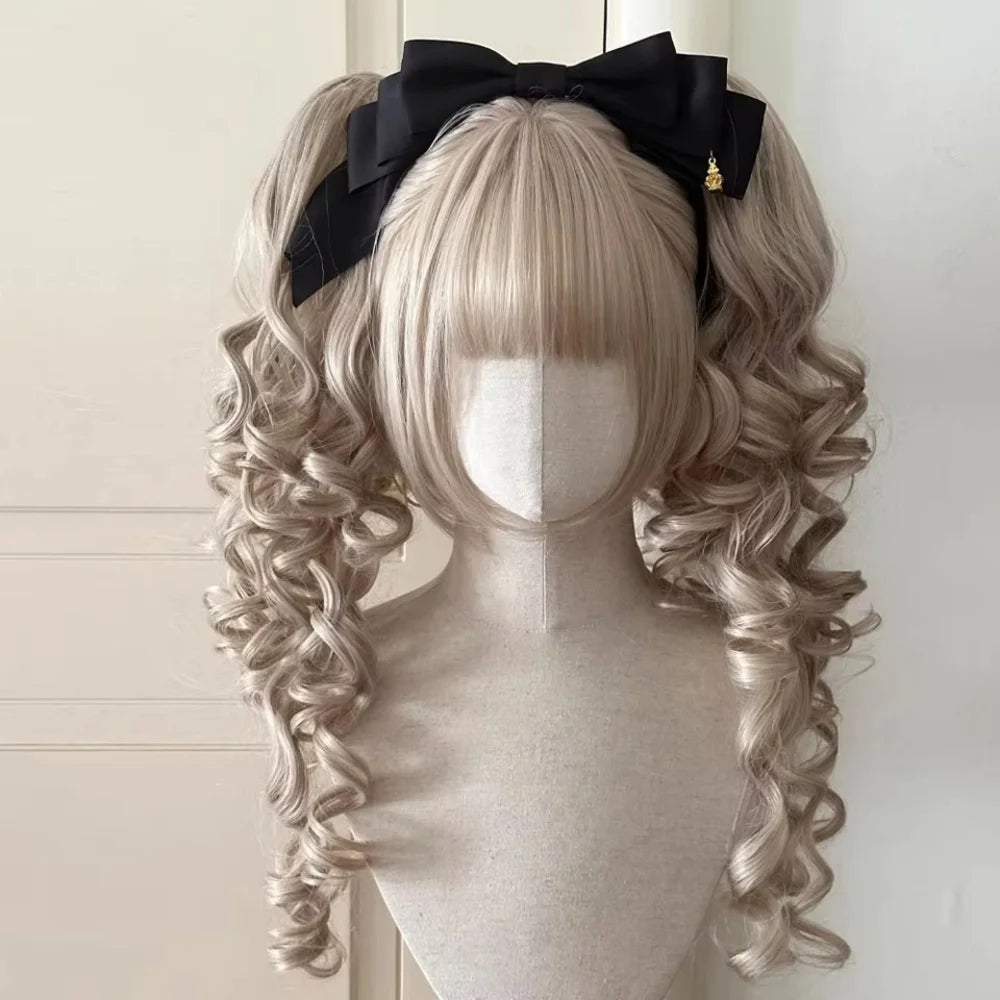 Curly Ponytail Lolita Wig for Cosplay Halloween and Christmas Parties