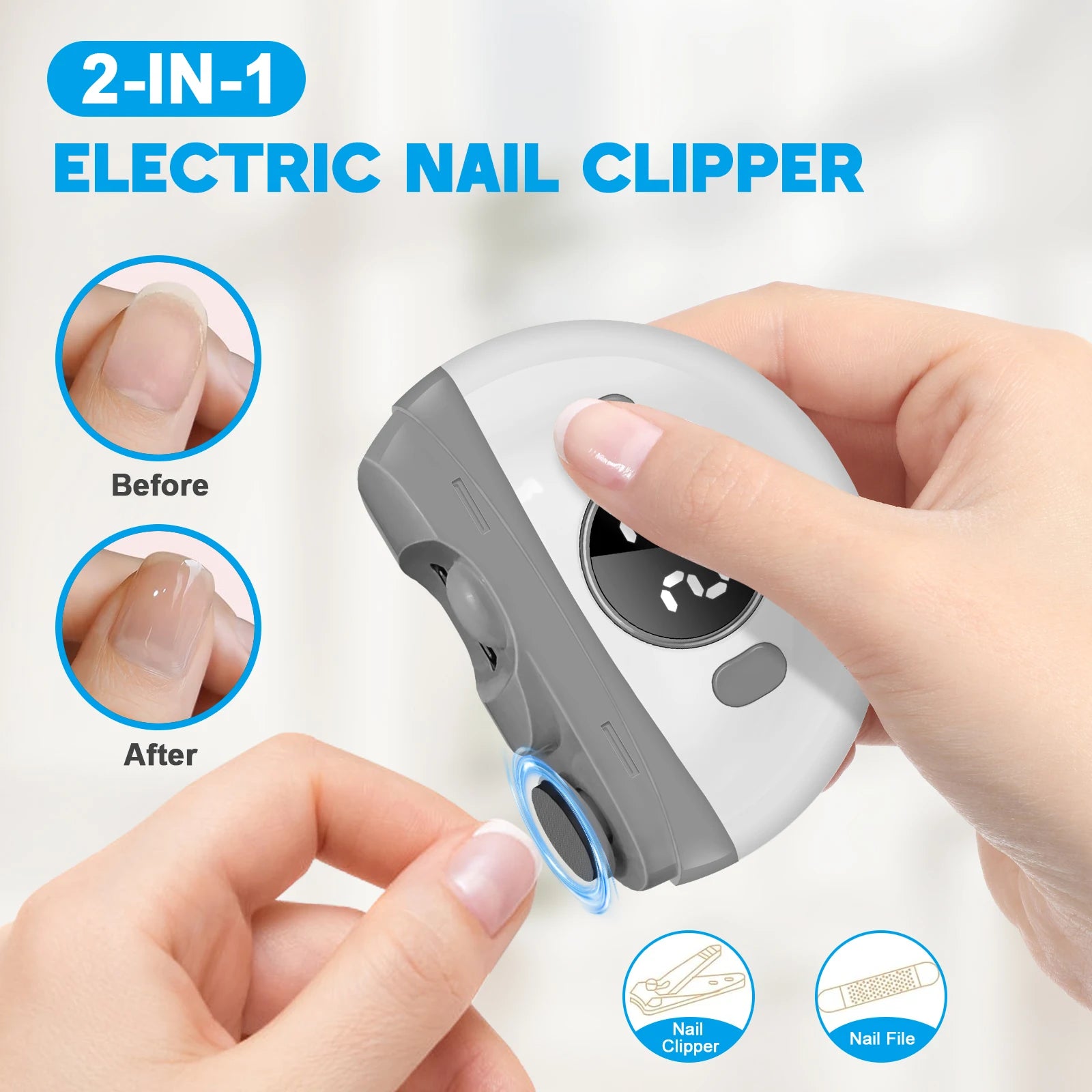 Electric Automatic Nail Clipper and Polisher with LED Light - 10