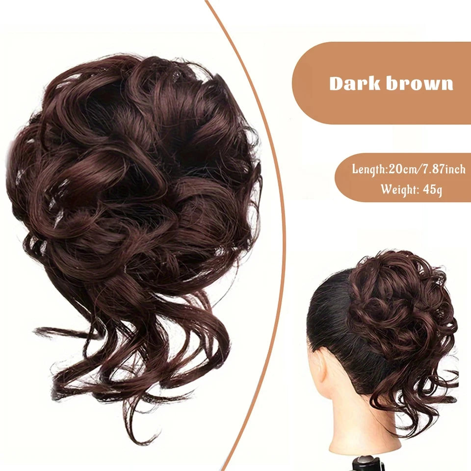 Messy Curly Hair Bun Scrunchie for Easy Updos