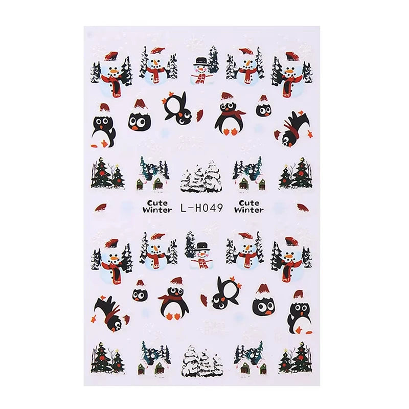 Festive 3D Christmas Nail Art Stickers for Holiday Manicure Decorations - 12