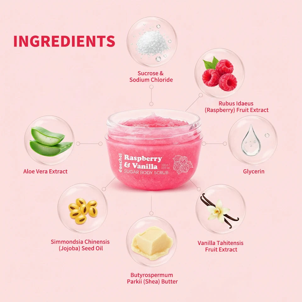 Raspberry Vanilla Sugar Body Scrub for Smooth and Hydrated Skin - 13