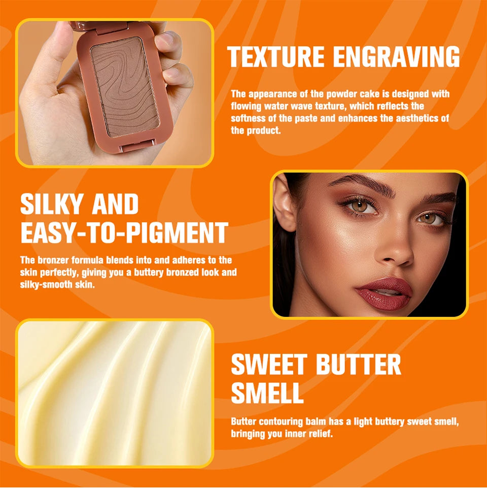 Soft Matte Butter Bronzer Powder for Sculpted and Natural Face Contouring