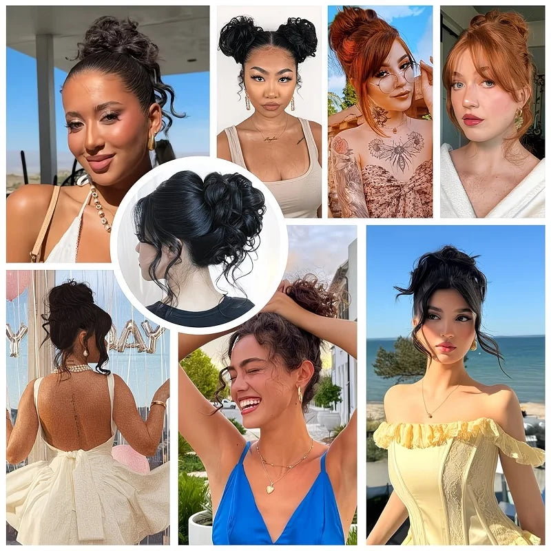 Messy Curly Hair Bun Extension for Instant Voluminous Updo Hairstyles