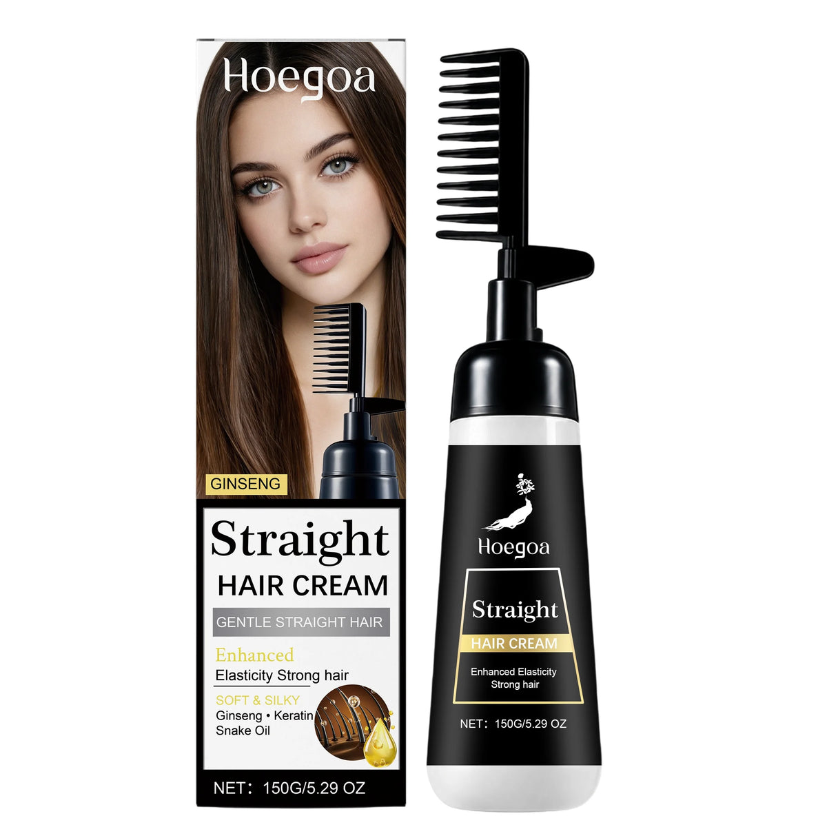 One-Step Hair Straightening Cream with Built-In Comb for Silky Smooth Hair