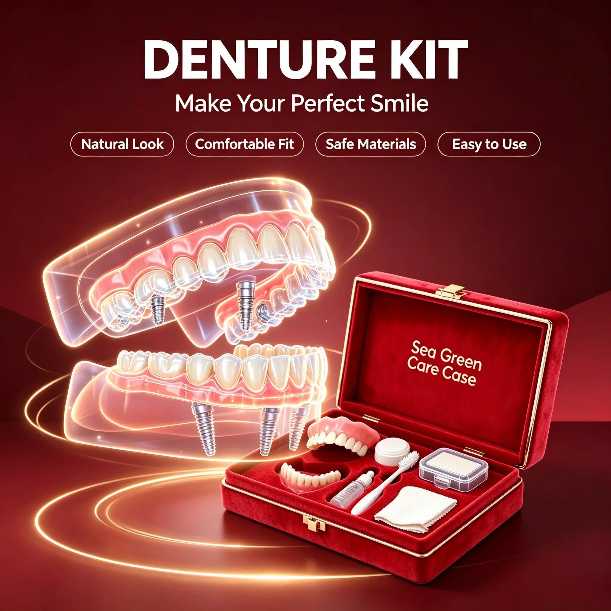 Comfortable Silicone Dentures for Adults Full Mouth Replacement Set - 3