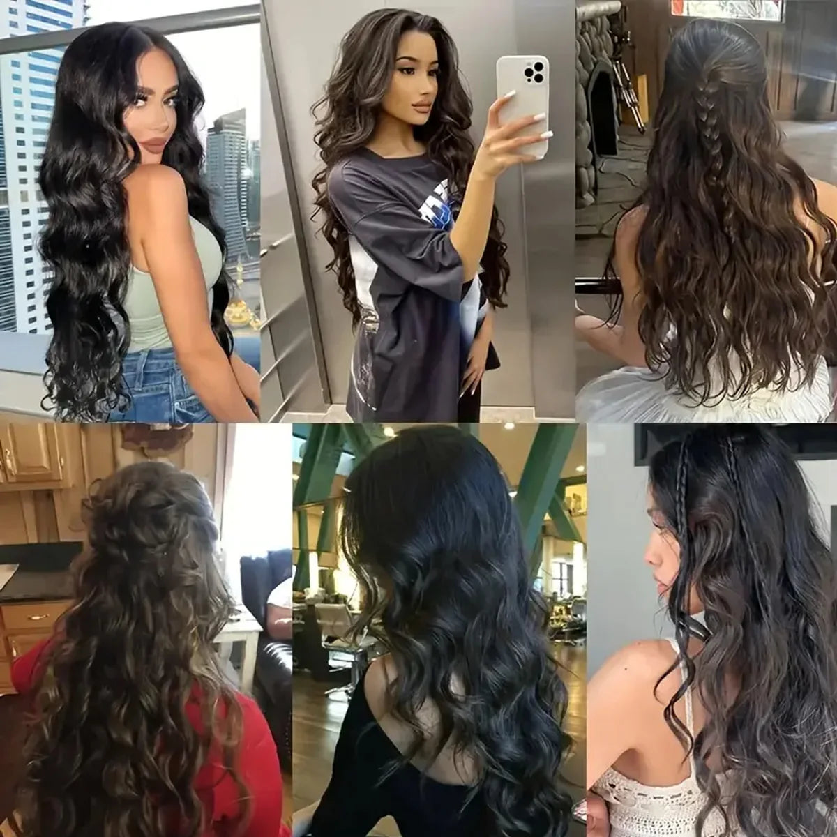 20-Inch Long Curly Clip-In Hair Extensions Set