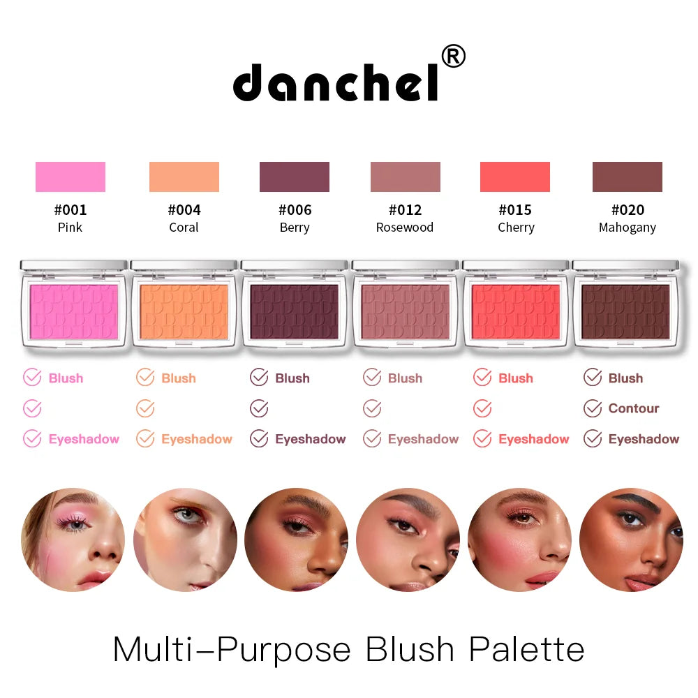 Matte Embossed Blush Palette with Brush for Natural Long Lasting Glow - 3