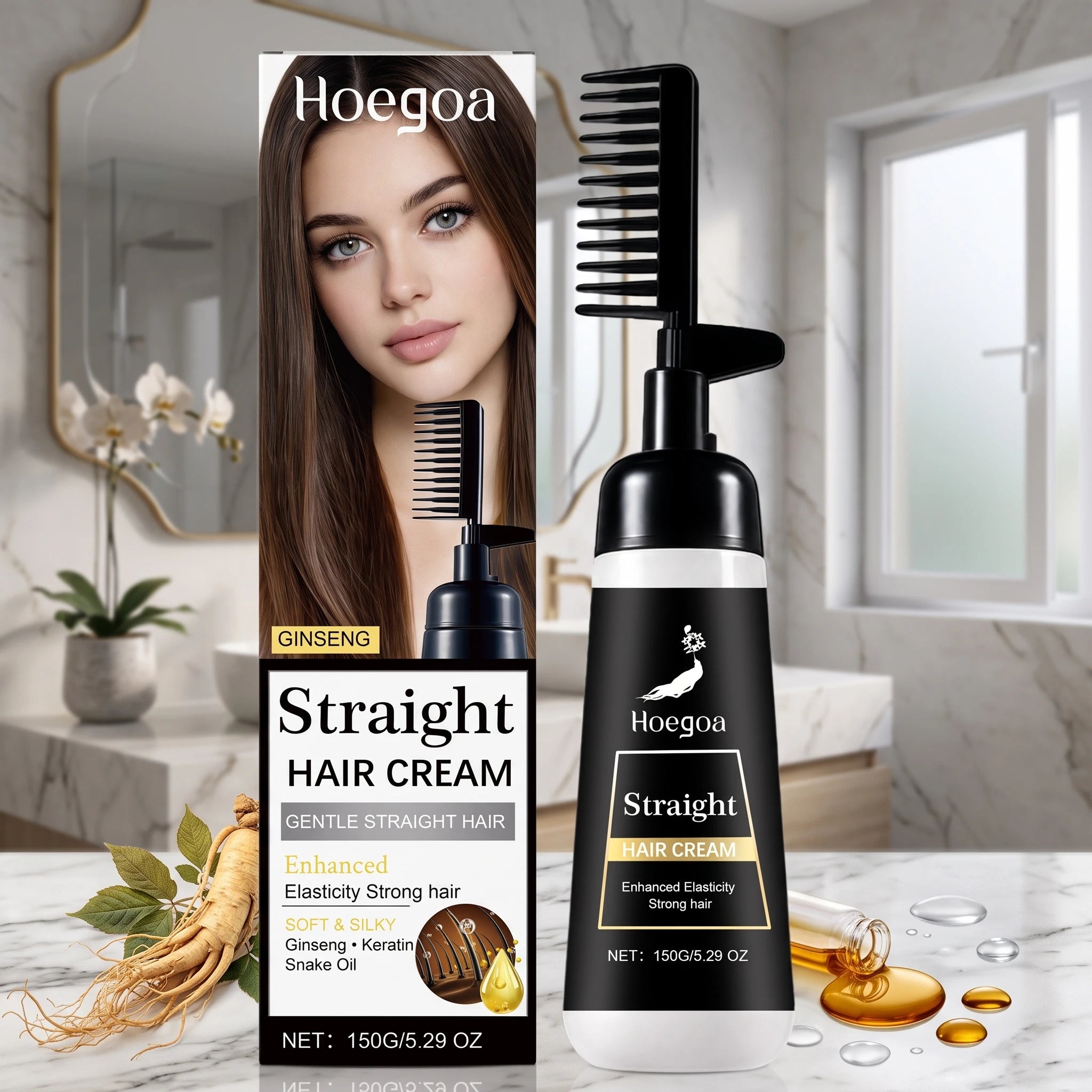 One-Step Hair Straightening Cream with Built-In Comb for Silky Smooth Hair - 3