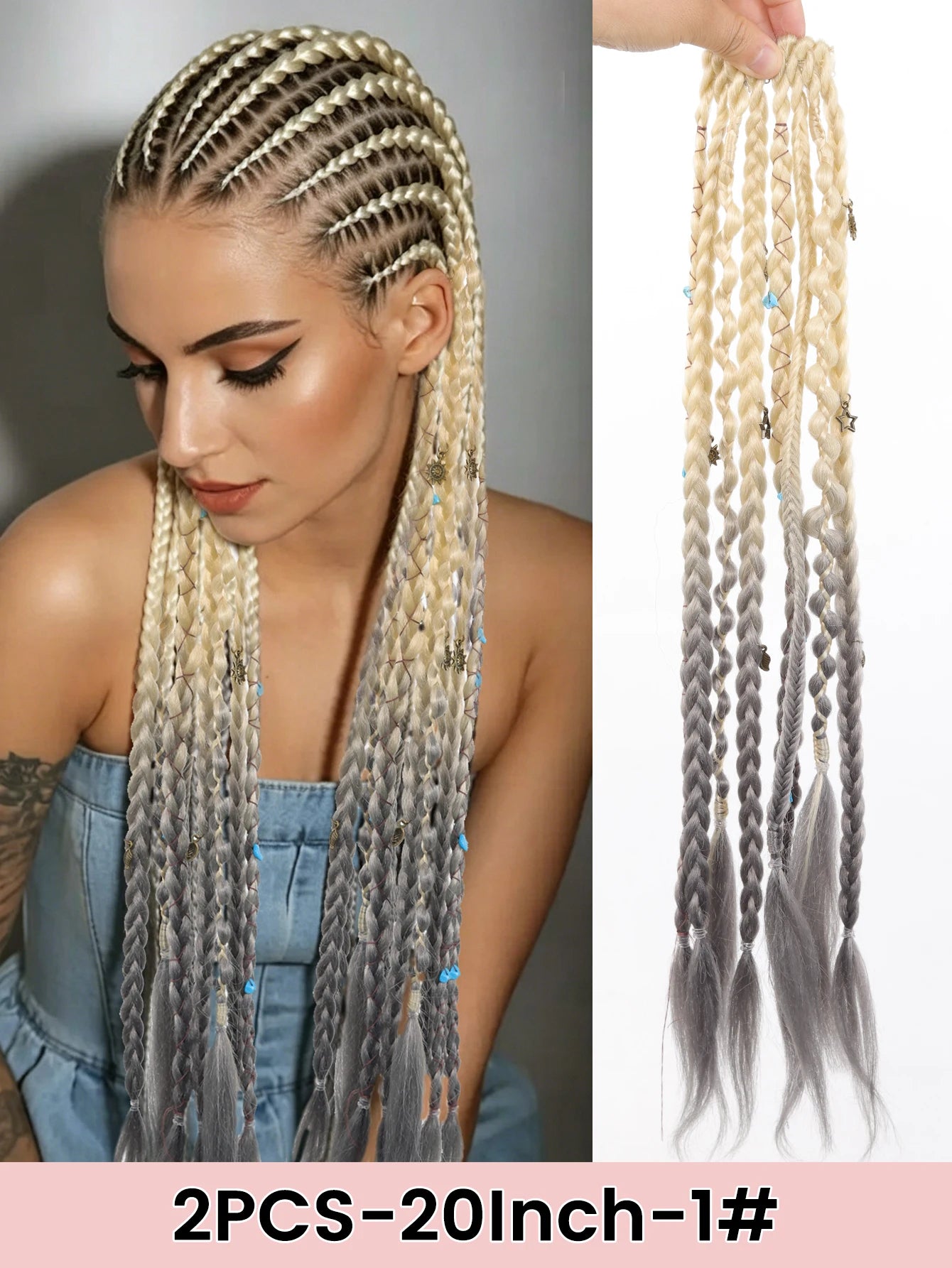 20-Inch Bohemian Clip-In Braided Hair Extensions - 18