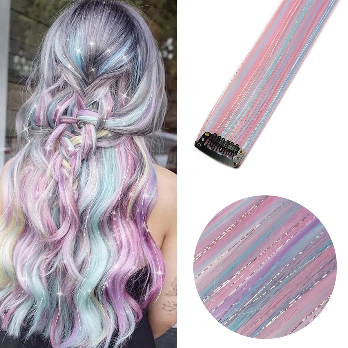 22-Inch Colored Clip-In Hair Extension Highlights