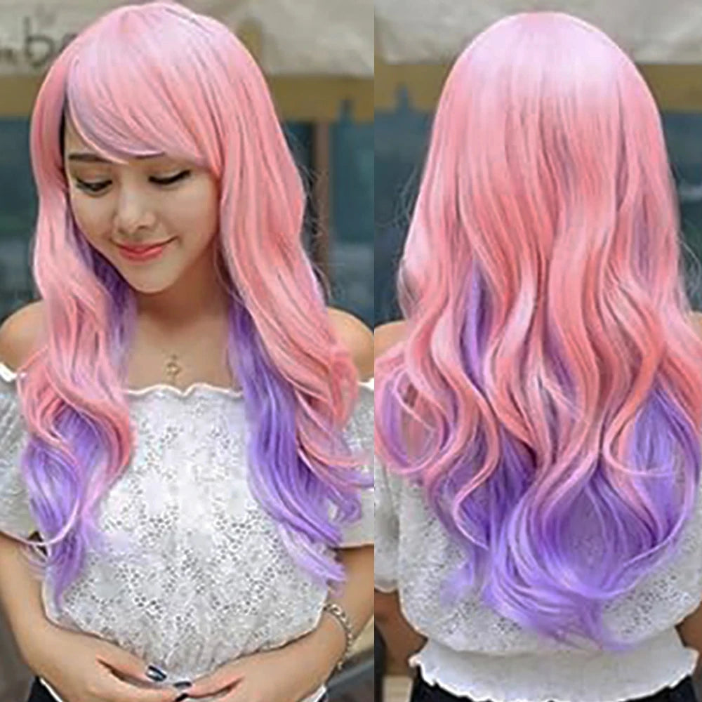Long Ombre Cosplay Wig with Bangs for Parties and Costumes - 13