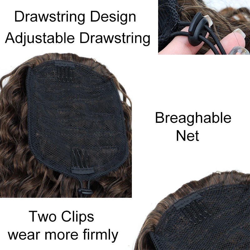 18-Inch Kinky Curly Drawstring Ponytail Hair Extension - 4