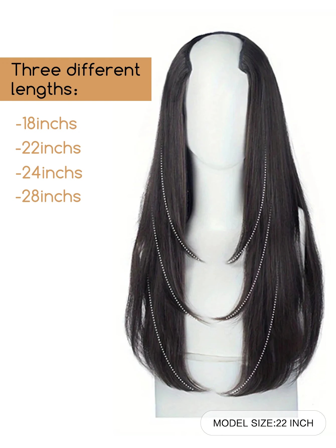 V-Shaped Straight Clip-In Hair Extensions for Instant Length - 8