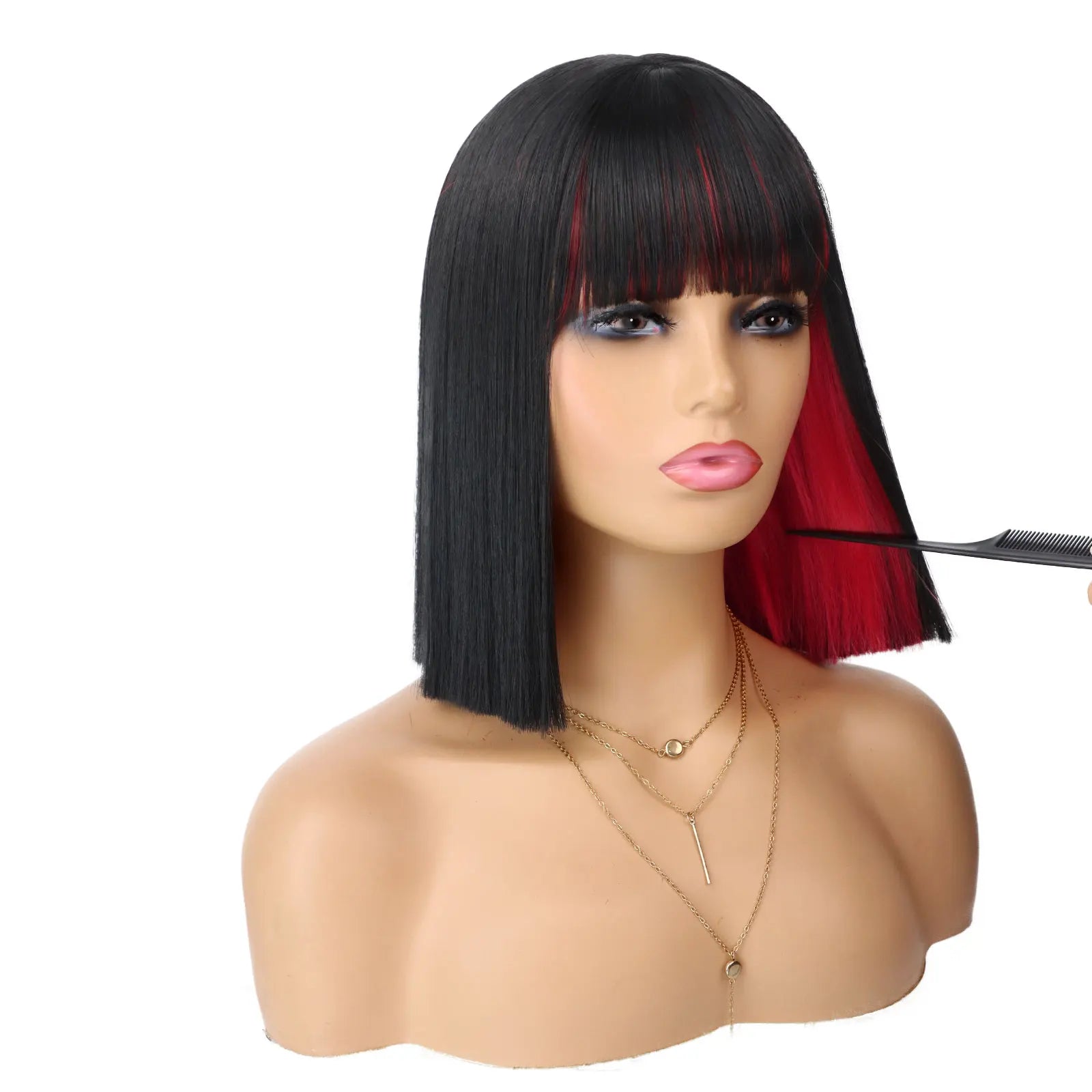 Short Straight Bob Wig with Bangs for Women Daily and Cosplay Wear - 18