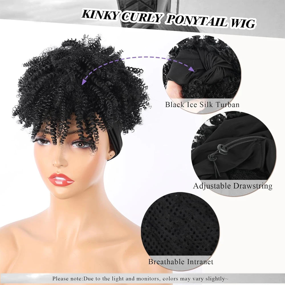 Short Curly Kinky Headband Wig for Women - 2