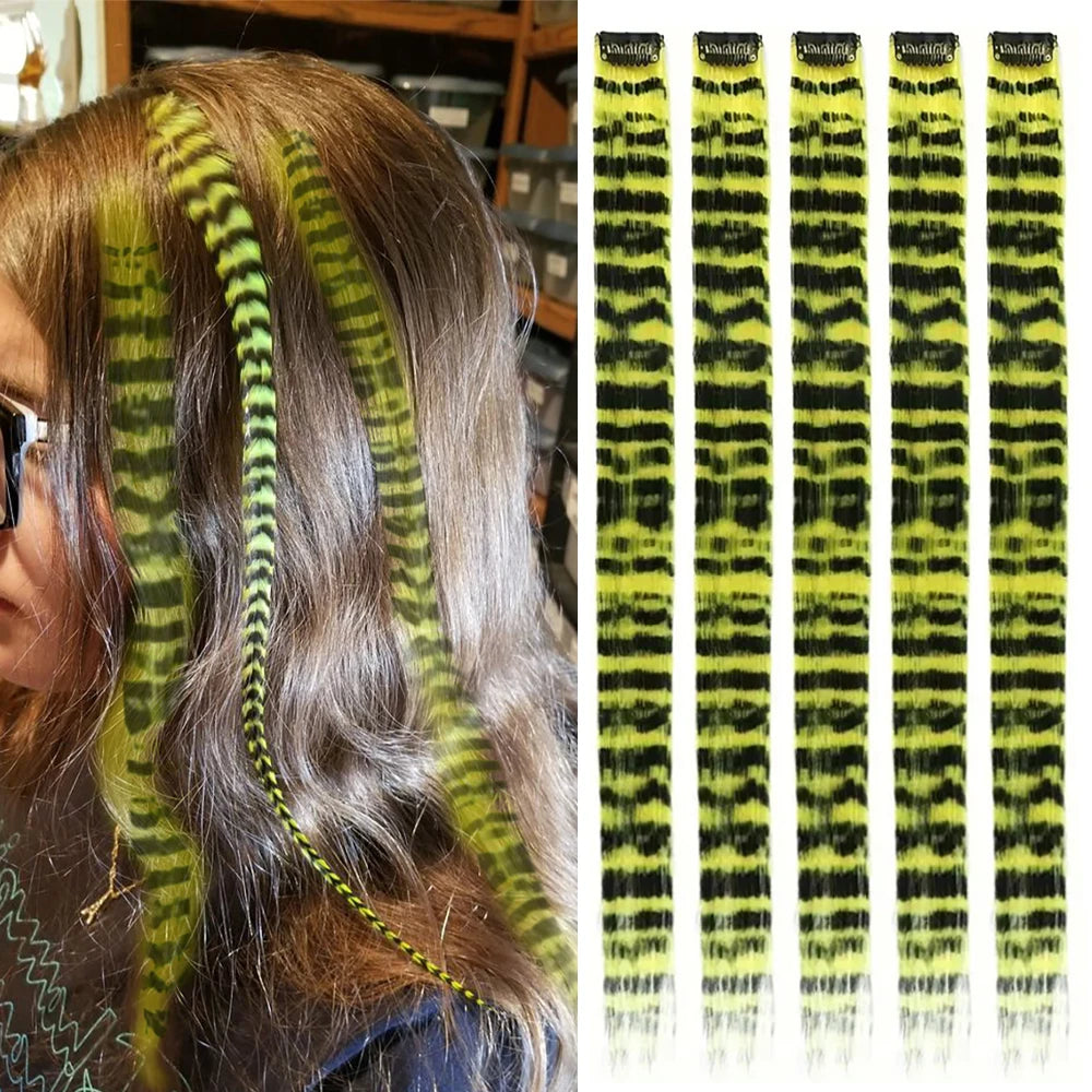 Stripe Printed Clip-in Hair Extensions for Parties - 21