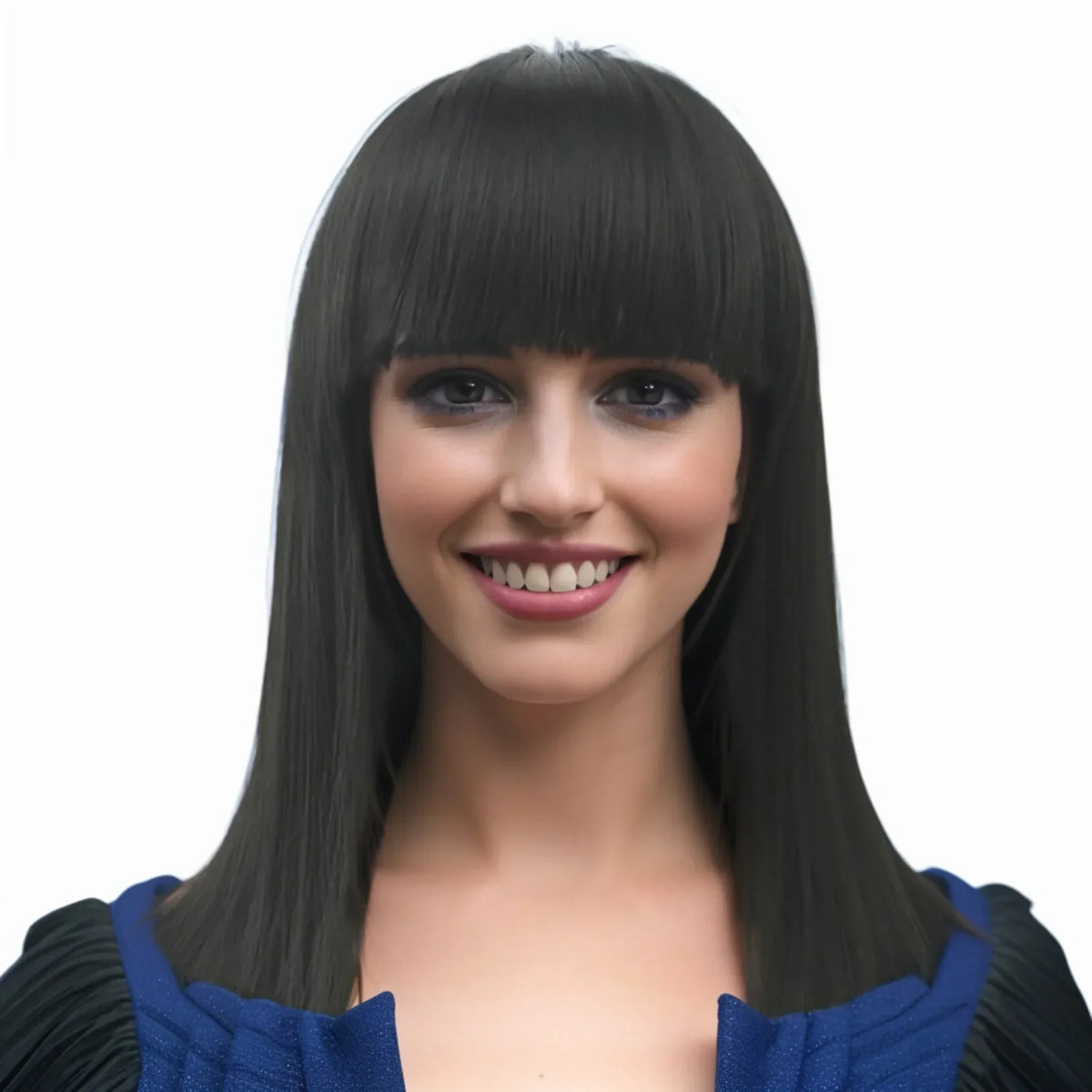 Short Straight Synthetic Hair Wig with Bangs for Daily and Party Use
