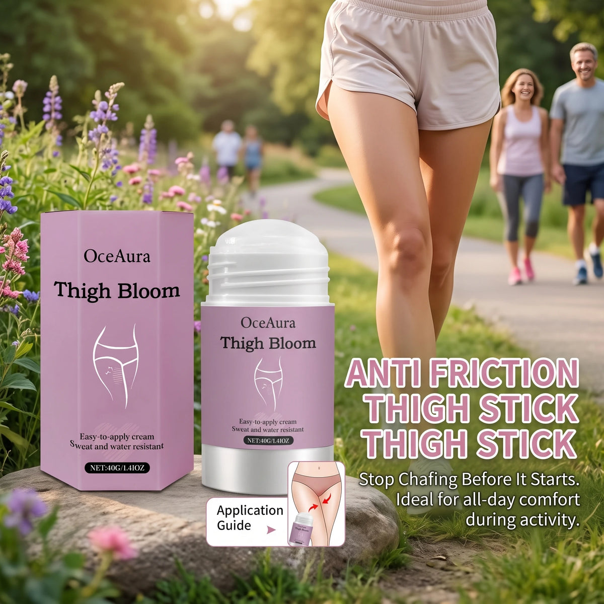 Anti-Chafe Thigh Balm Stick for Skin Protection and Friction Relief