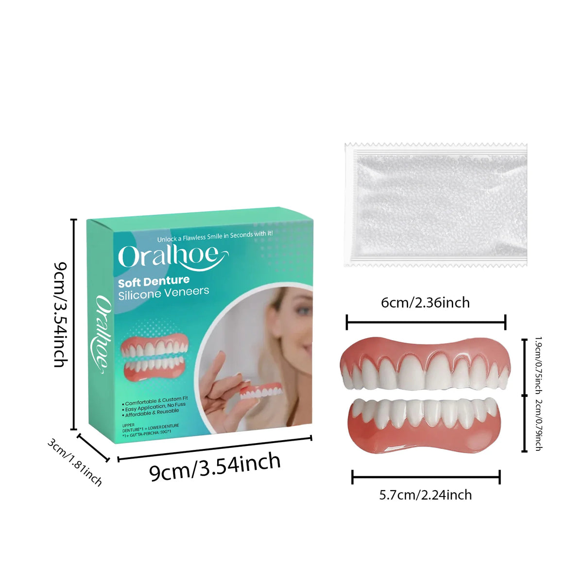 Flexible Silicone Cosmetic Denture Set for a Natural Radiant Smile