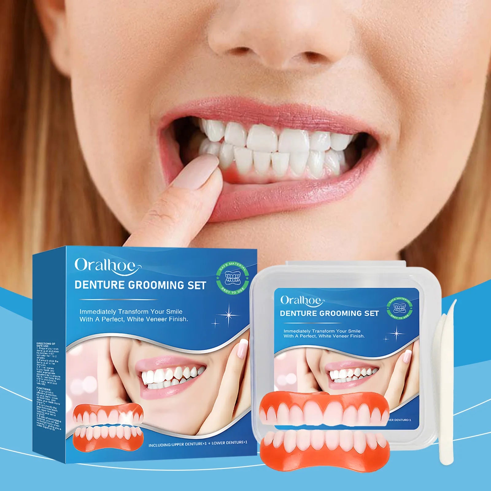 Snap-On Silicone Denture Set for Instant Smile Transformation - 2