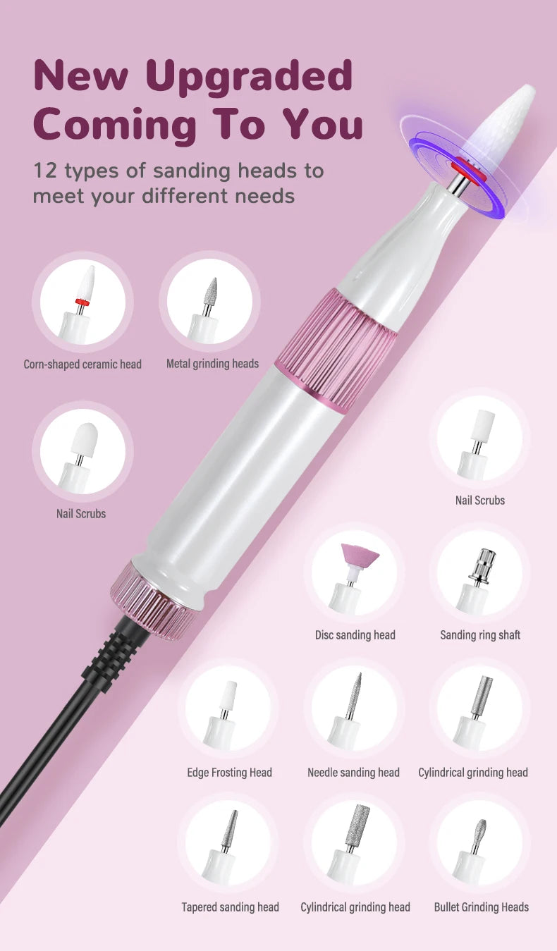 Professional Rechargeable Electric Nail Drill for Manicure and Pedicure