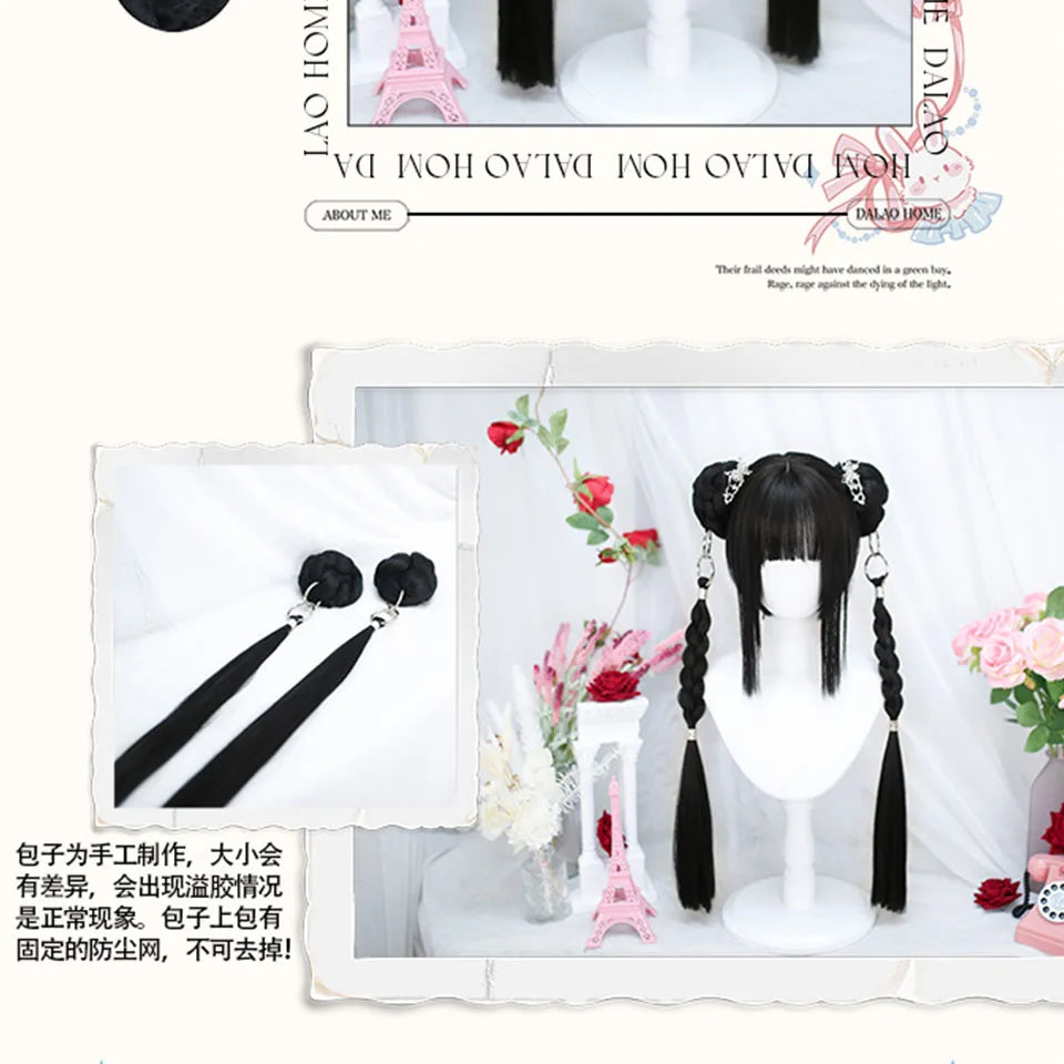 Lolita Harajuku Cosplay Wig with Hairbun Ponytails