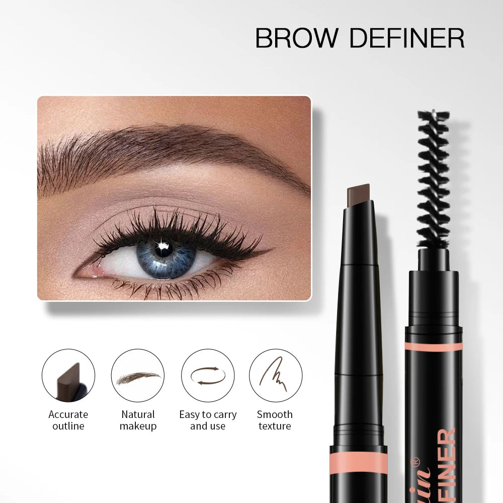 Waterproof Triangular Tip Eyebrow Pencil with Built-in Grooming Brush - 3