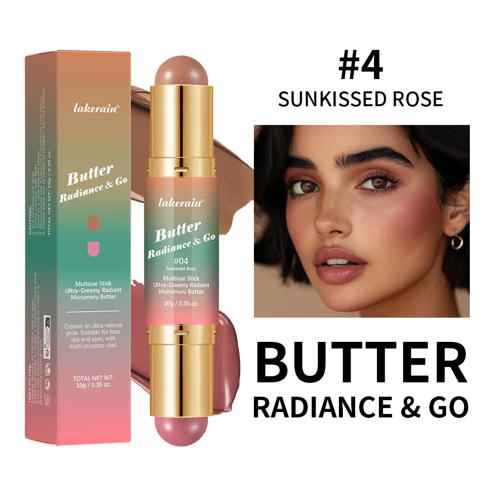 Dual-Ended Creamy Bronzer and Blush Stick for Face Lips and Eyes - 24