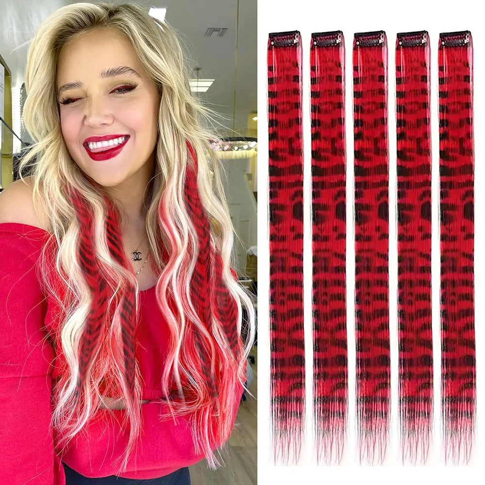 Stripe Printed Clip-in Hair Extensions for Parties