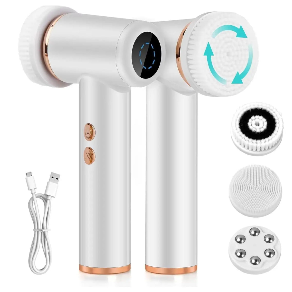 4-in-1 Waterproof Electric Facial Cleansing Brush and Exfoliating Scrubber