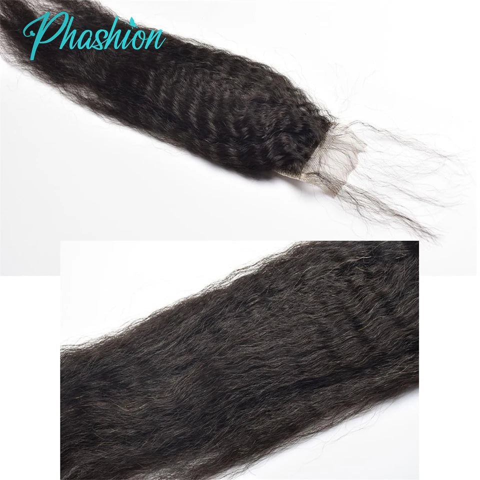 Kinky Straight Human Hair Lace Closure or Frontal - 2