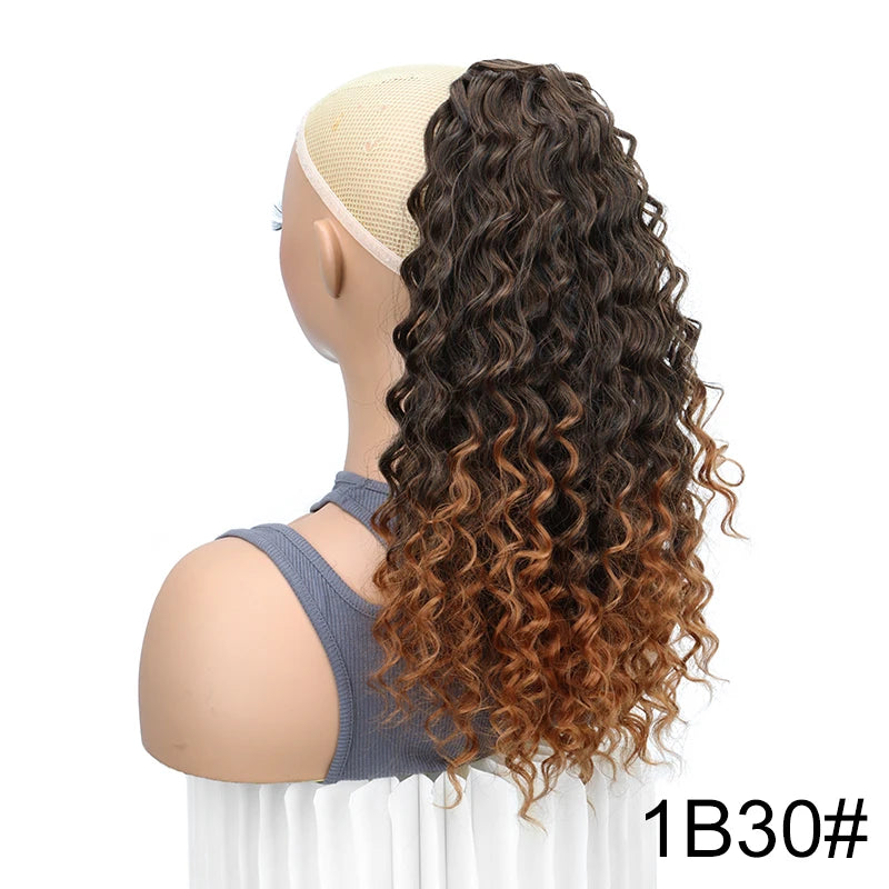 18-Inch Kinky Curly Drawstring Ponytail Hair Extension - 10