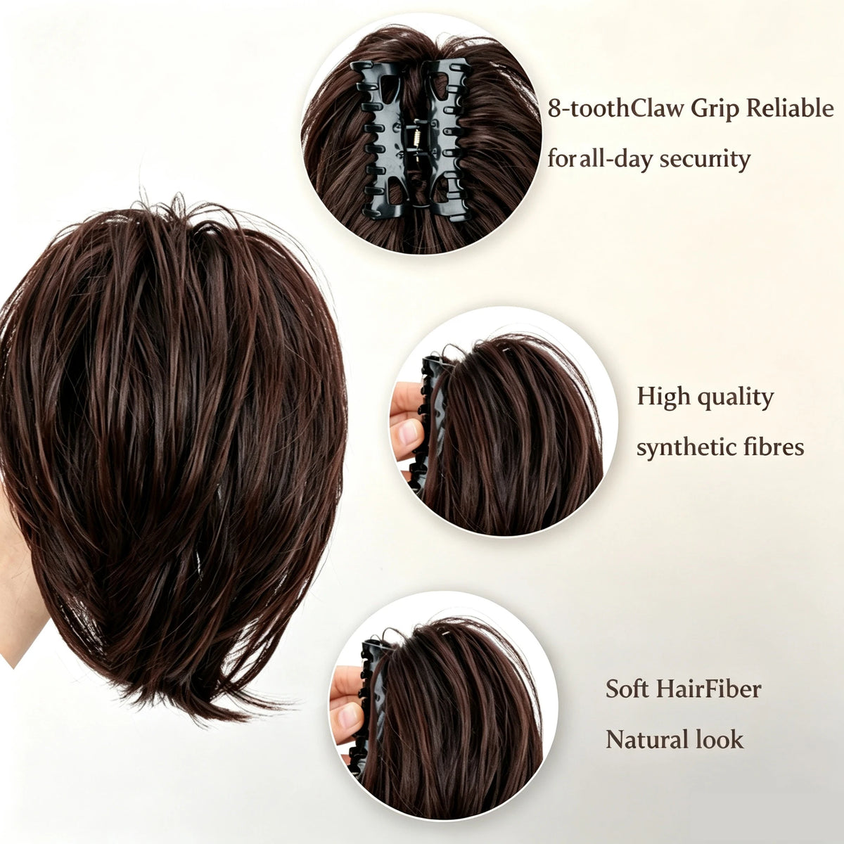 Messy Bun Claw Clip Hair Extension for Quick and Natural Updo Hairstyles